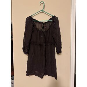 Marc by Marc Jacobs 100% Silk Sheer Crinkle Puckered Ruffle Blouse Top